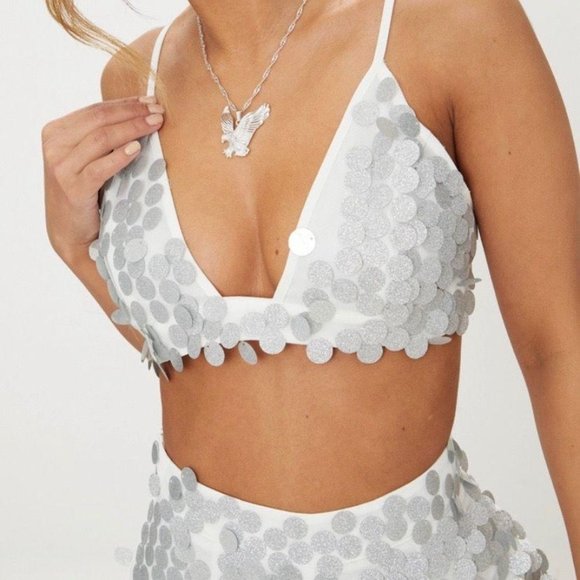 white sparkly bralette
